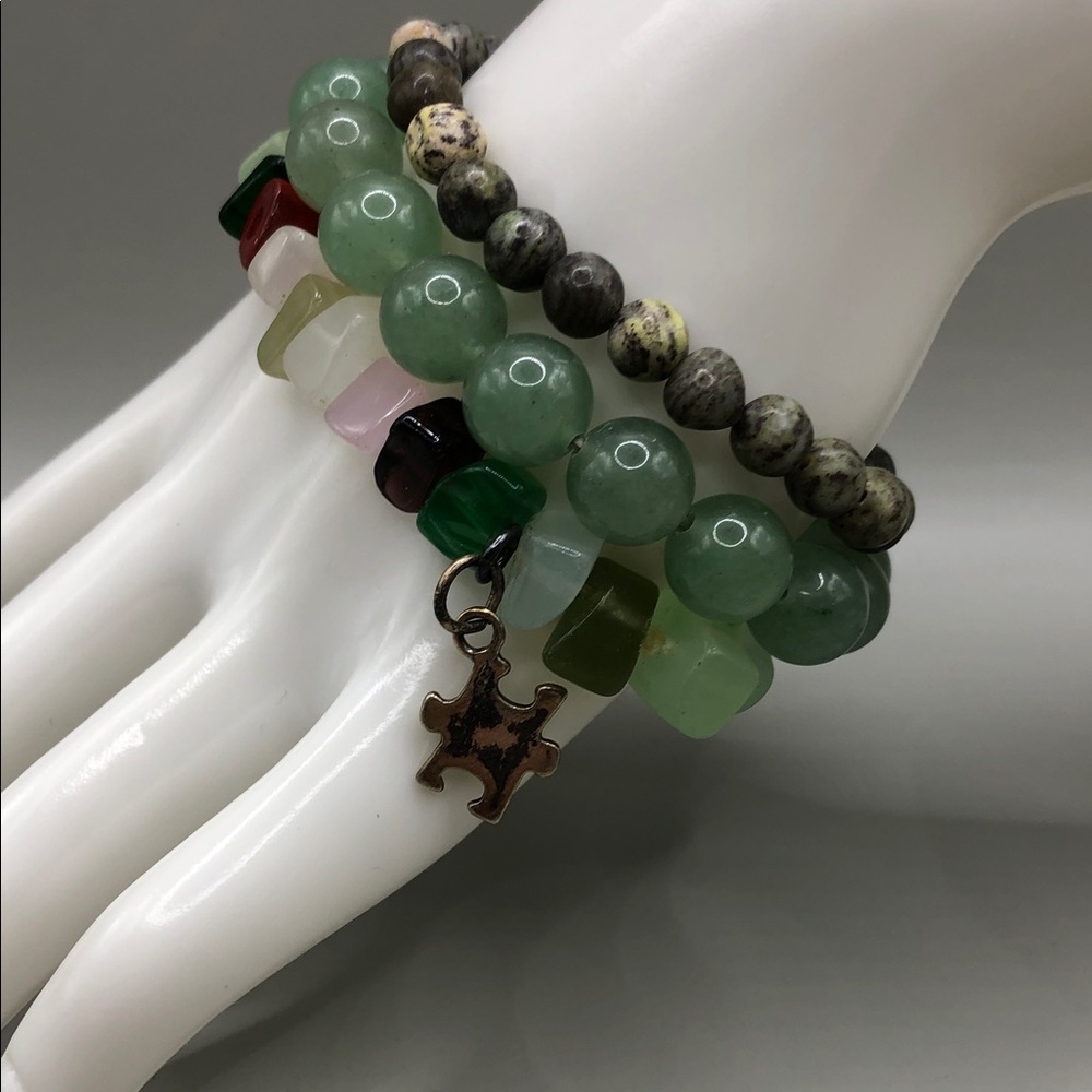 Sterling silver 925 charm gemstone bracelet curated layering stackable look boho